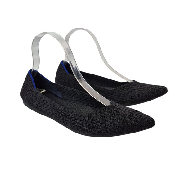 Rothys Womens The Point Flats Size 9 Black Mesh Knit Comfort Classic Career - Picture 1 of 9